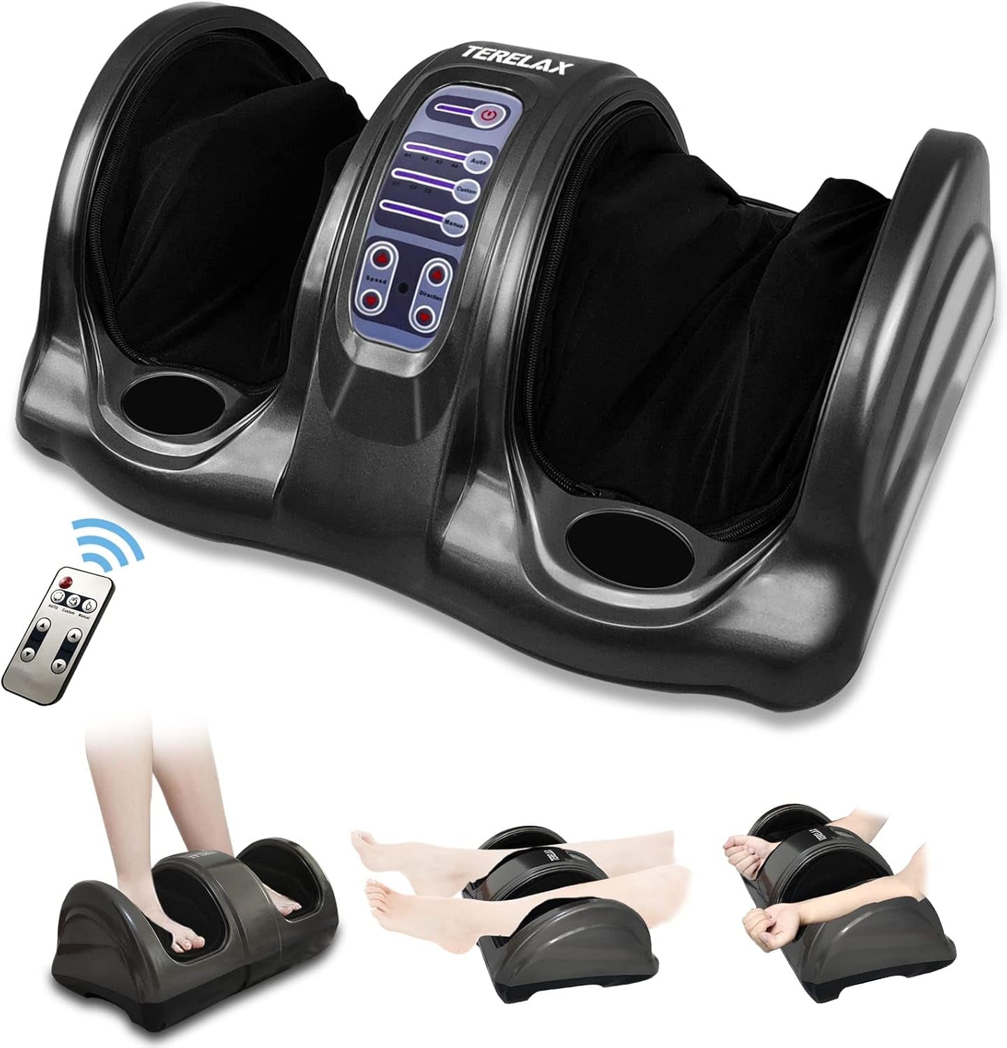 Foot Massager Machine, Shiatsu Foot and Calf Massager Plantar Nerve Pain Electric Deep Kneading Rolling Massage for Foot Leg Calf Arm Ankle with Remote